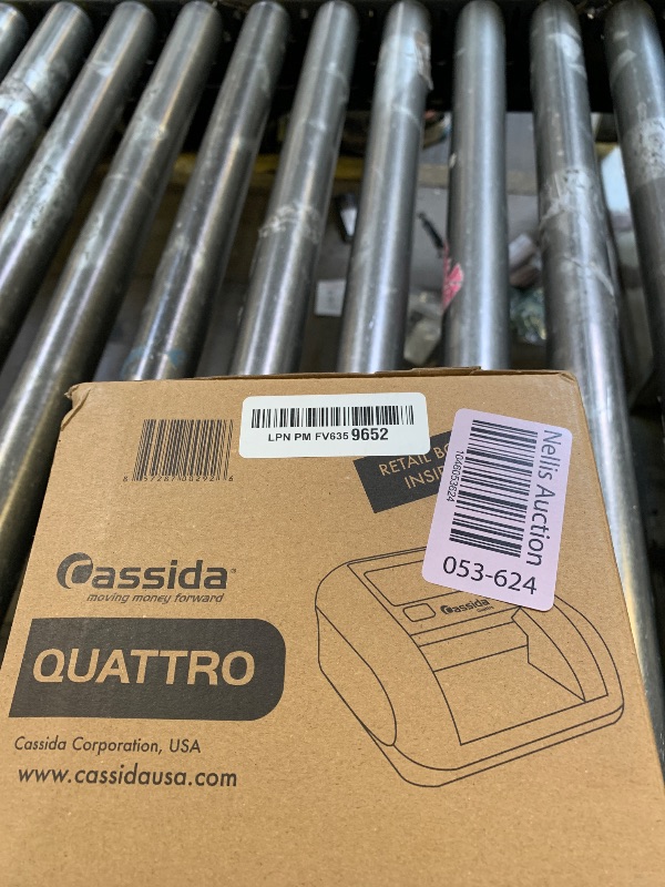 Photo 1 of Cassida Quattro Fast Automatic Currency Counterfeit Detector with Advanced Sensors (UV,MG,IR,MT,Thickness,Size) - All-Orientation Feeding - Rechargeable Battery - 3.5" Value & Pass/Fail Display