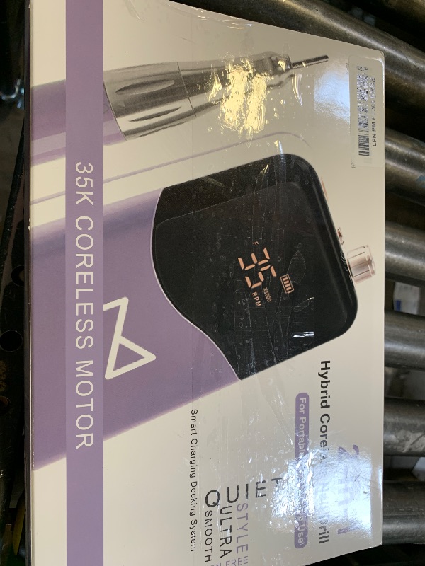 Photo 1 of M Mase- Professional Nail Drill Machine - Coreless 2-in-1 Nail File - Electric, Cordless, 35000 RPM, HD Display - Electric Nail Drill for Professional & Home Use (Violet)