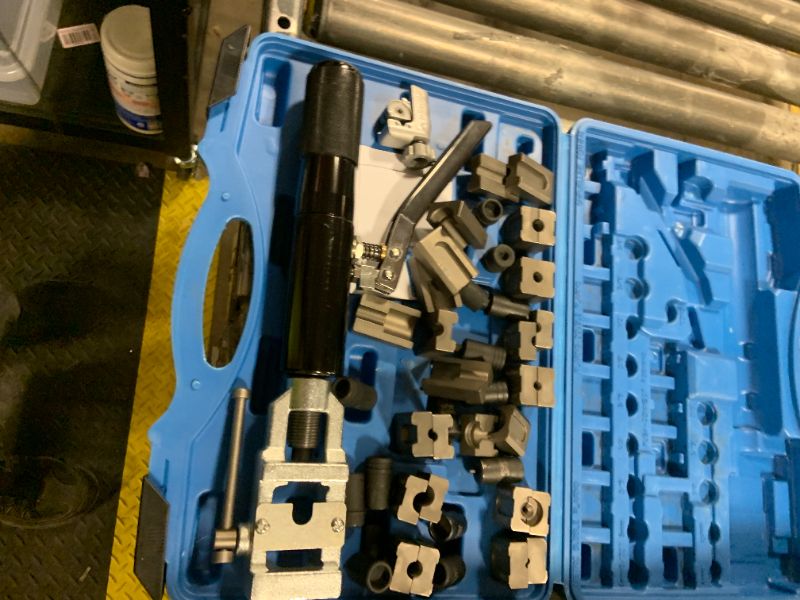 Photo 1 of DPTOOL Hydraulic Brake Line Flaring Tool Kit Universal Brake Tube Flaring Tool Set for GM Fuel Line, Metric Bubble Flare, 45 Degree Single Double Flares, Push Connect and Brake Line Forming