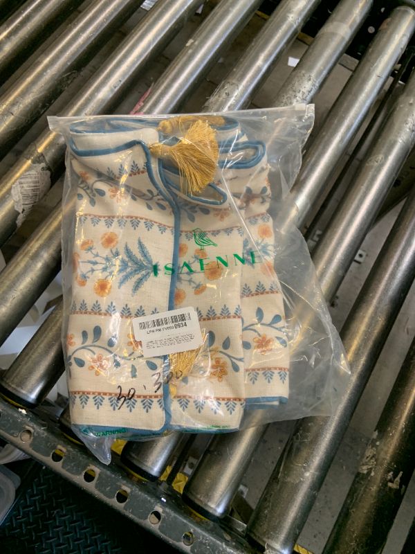 Photo 1 of ISAENNE Designer Pale Yellow Elegant Linen Extra Long Table Runner 118 Inches,French Floral Pattern Elegant Table Runners for Dining Tables,Thanksgiving,Kitchen Tables,Christmas,12"*118"-Estevan A