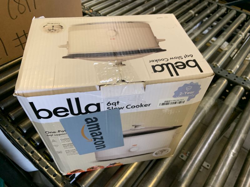 Photo 1 of bella 6.0 Qt Manual Slow Cooker, Ceramic Nonstick Coating, 3 Temperature Settings, Dishwasher Safe Stoneware Pot and Tempered Glass Lid, Cool Touch Handles & Tangle Free Cord Wrap, Oatmilk