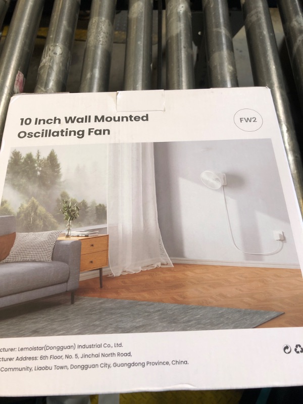 Photo 1 of LEMOISTAR 10 Inch Wall Mounted Fan with Remote Control, 90° Oscillating, 4 Speeds, 4 Timer, Adjustable Tilt, 70 Inch Cord, Quiet, for Bedroom Garage RV Office Home Patio-White