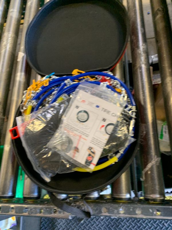 Photo 1 of Auto-Fixing Snow Chains, 30s Quick Fit Easy Installation Tire-Chains, Portable Reusable High Carbon Steel Anti Slip Tire Chain for Passenger Car, Pickup Trucks and SUV - Set of 2