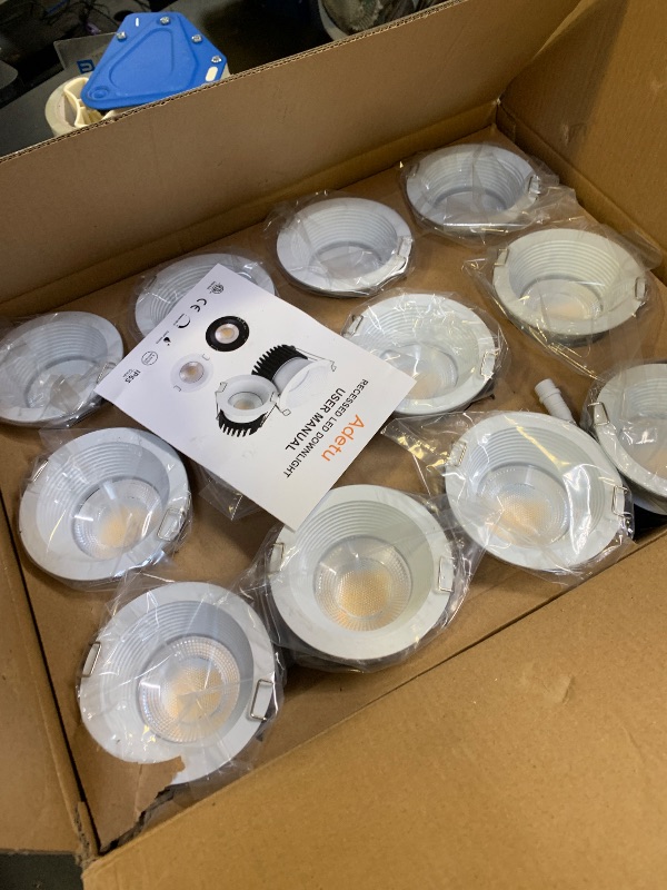 Photo 1 of Adetu 3 Inch 5CCT Anti-Glare LED Downlight with Junction Box, 2700K/3000K/4000K/5000K Selectable, CRI90+, 12W COB, 1160LM, IP65 Waterproof, Dimmable-ETL and Energy Star Certified (White,12 Pack)