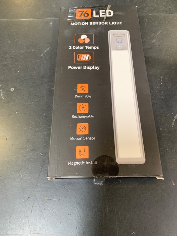 Photo 1 of **INCOMPLETE** Under Cabinet Lighting Wireless, Rechargeable Motion Sensor Light Indoor, 3 Color Dimmable Closet Light Battery Operated with LED Power Display, Magnetic Under Counter Lights for Kitchen, Home (2Pack)
