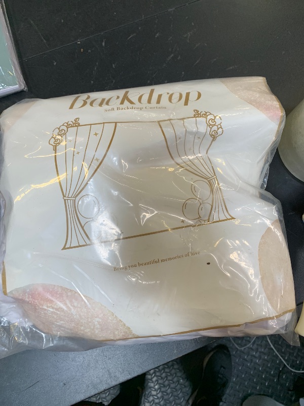 Photo 1 of 10 ft x 8 ft Wrinkle Free White Backdrop Curtain for Wedding Parties, Polyester Photography Backdrop Drapes for Birthday Parties Stage Backdrop Stand, White Background Curtains 5x8FT 2 Panels