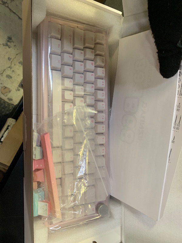 Photo 1 of YUNZII B68 Wireless Mechanical Keyboard,Tri-Mode BT5.0/2.4GHz/USB-C,Cute PBT Keycaps,Hot Swappable Creamy Typing Gasket Mounted,RGB Backlit NKRO for Win/Mac (Pink, Milk V2 Switch)