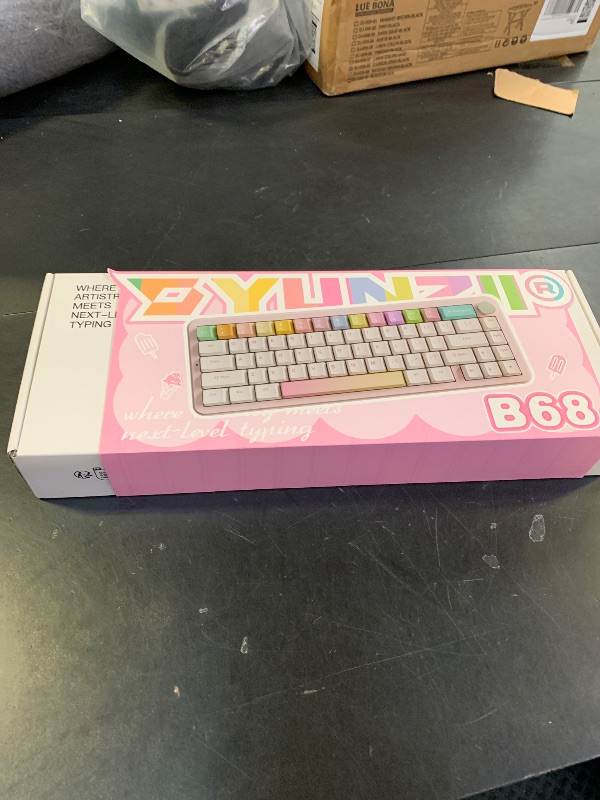 Photo 1 of YUNZII B68 Wireless Mechanical Keyboard,Tri-Mode BT5.0/2.4GHz/USB-C,Cute PBT Keycaps,Hot Swappable Creamy Typing Gasket Mounted,RGB Backlit NKRO for Win/Mac (Pink, Milk V2 Switch)