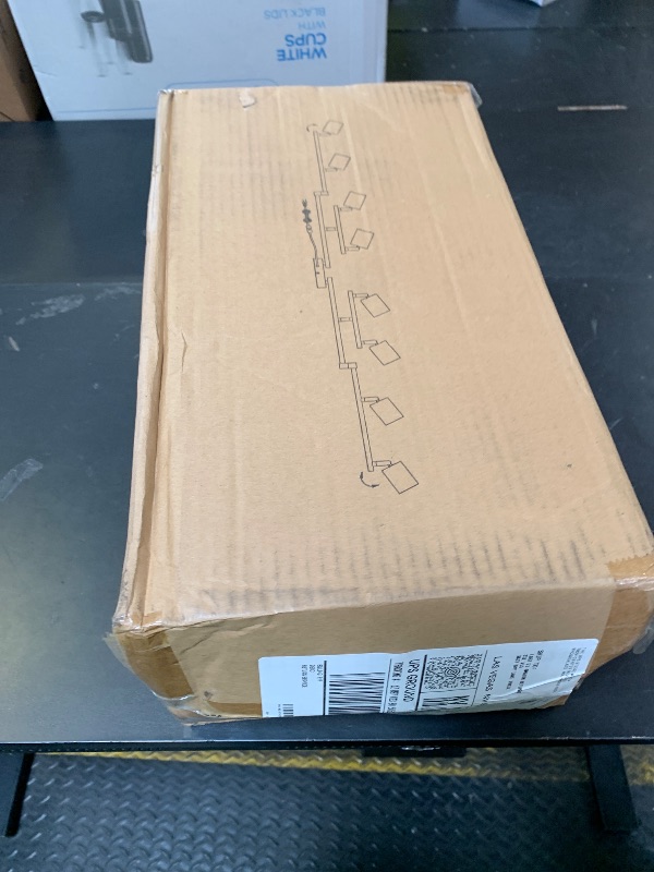 Photo 1 of Plug in Track Lighting LED, Track Lighting Fixtures Ceiling, Black 8-Light Kitchen Light Kit, Plug in Wall Light with 14.8ft Power Cord, Rotatable Ceiling Spotlight for Bedroom(GU10 Socket, NO Bulb)