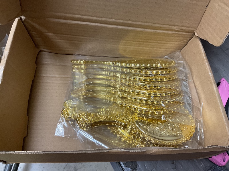 Photo 1 of 24 Pack Vintage Handheld Mirrors for Makeup, Gold Embossed Floral Portable Princess Mirror with Handle, Decorative Travel Cosmetic Purse Mirror for Women, Party Favors, Classroom