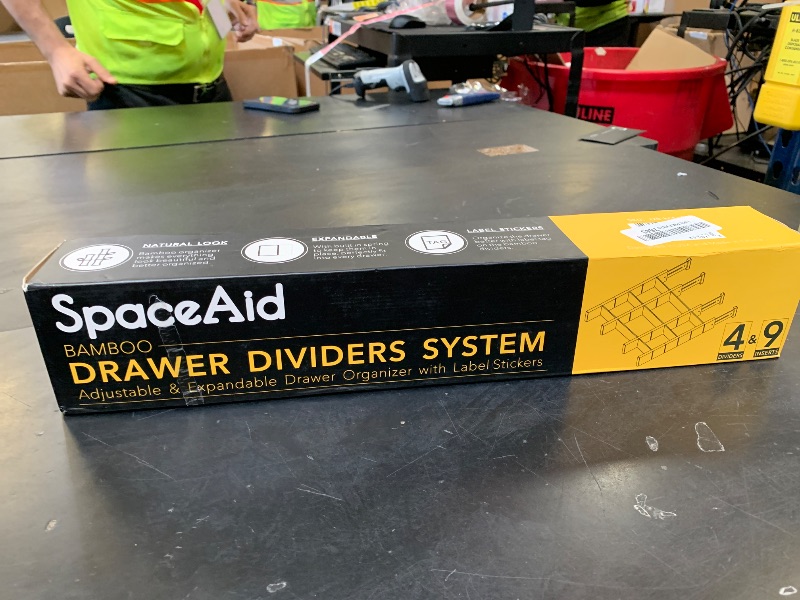 Photo 1 of SpaceAid Bamboo Drawer Dividers with Inserts and Labels, Kitchen Adjustable Drawer Organizers, Expandable Organization for Home, Office, Dressers, 4 Dividers with 9 Inserts (17"-22" Natural)