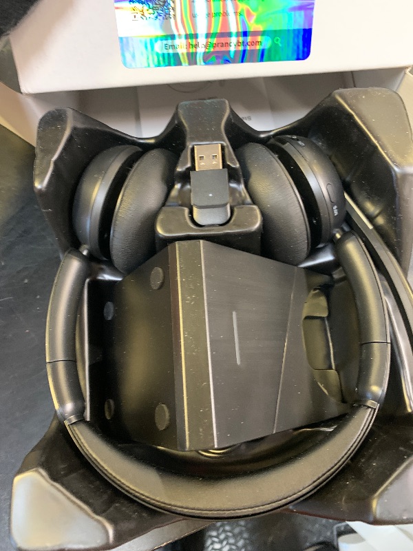 Photo 1 of (2025 Upgraded) Wireless Headset with Mic for Work, Bluetooth Headset with Noise Canceling Microphone with Dongle, Charging Base & Mic Mute, Wireless Headphones for Work from Home/PC/Computer