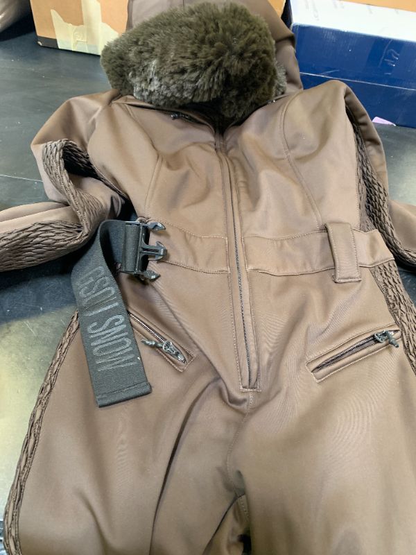 Photo 1 of GSOU SNOW Womens Ski Suit One Piece Snowsuit Snowboard Jacket Slim Snow Jumpsuit Faux Fur Ski Outfit Waterproof Windproof Insulated,Brown S