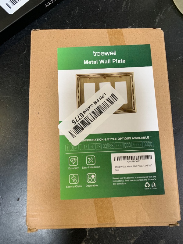 Photo 1 of TREEWELL 2-Pack Triple Decorator Outlet Cover Plate, Antique Brass Pearls Decorative Switch Plates and Outlet Covers, Metal Wall Plates for Electrical Outlets, Receptacle, GFCI Outlet, Dimmer Switch