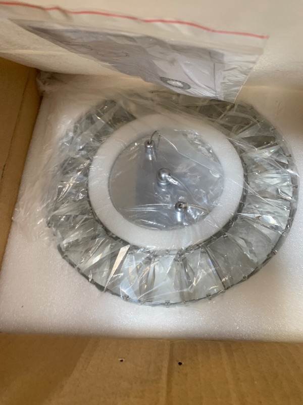 Photo 1 of Lamparko Ring Pendant Lights in Chrome, Modern Crystal Pendant Light Fixture Kitchen Island, Small Dimmable LED Pendant Hanging Lighting with Remote for Dining Room Bedroom Bathroom