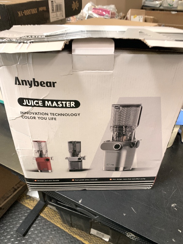 Photo 1 of Anybear Cold Press Juicer, 200W Masticating Slow Juicer 4.3" Large Feed Chute Fit Whole Fruits Vegetables | Upgraded Auger | Tritan Material | BPA Free | Juice Recipes (Light Gray)