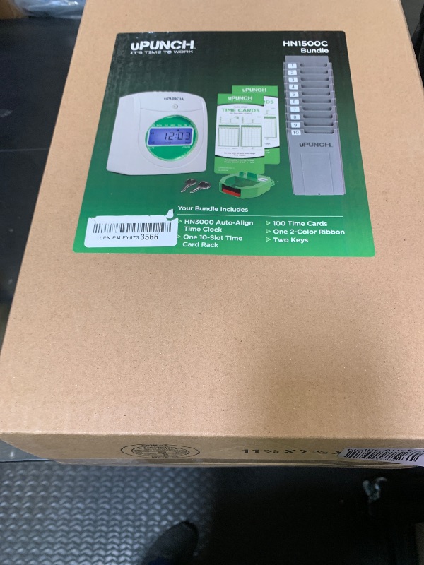 Photo 1 of uPunch HN1500 Starter Time Clock Bundle for Small Business: Employee Punch Clock System with 100 Time Cards, Card Rack, and Ribbon