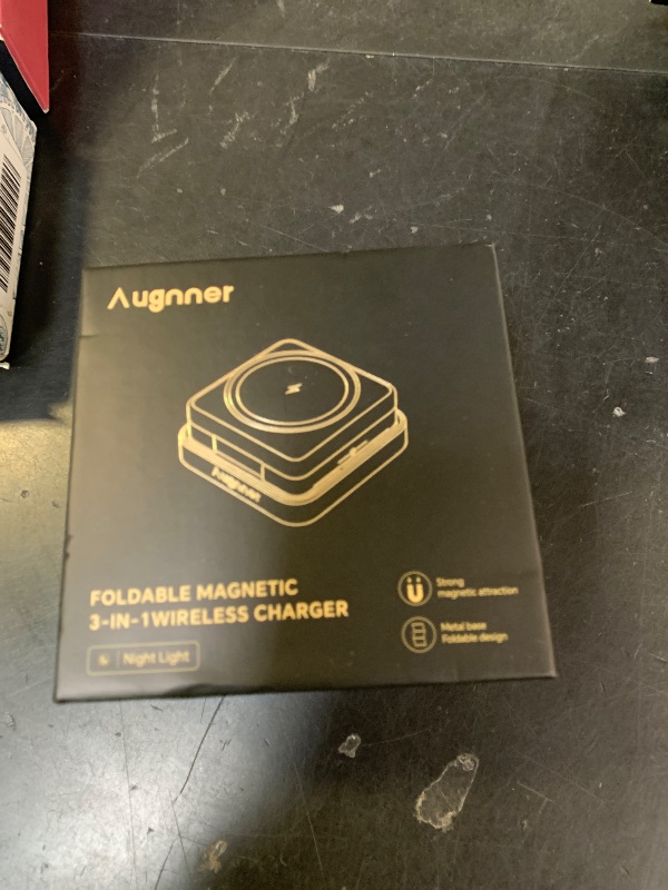 Photo 1 of ?2026 Upgraded?Wireless Charger 3 in 1, Foldable Wireless Charging Station with Light for Apple MagSafe Charger, Travel Magnetic Charger for iPhone 17/16/15/14/13/12 Apple Watch AirPods (20W Adapter)