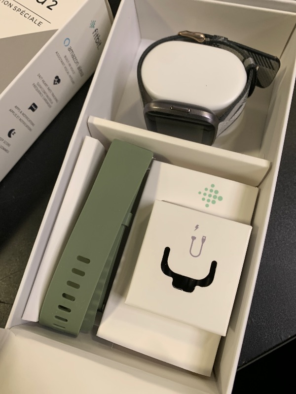 Photo 1 of Fitbit Versa 2 Special Edition Health and Fitness Smartwatch with Heart Rate, Music, Alexa Built-In, Sleep and Swim Tracking, Smoke Woven/Mist Grey, One Size (S and L Bands Included)