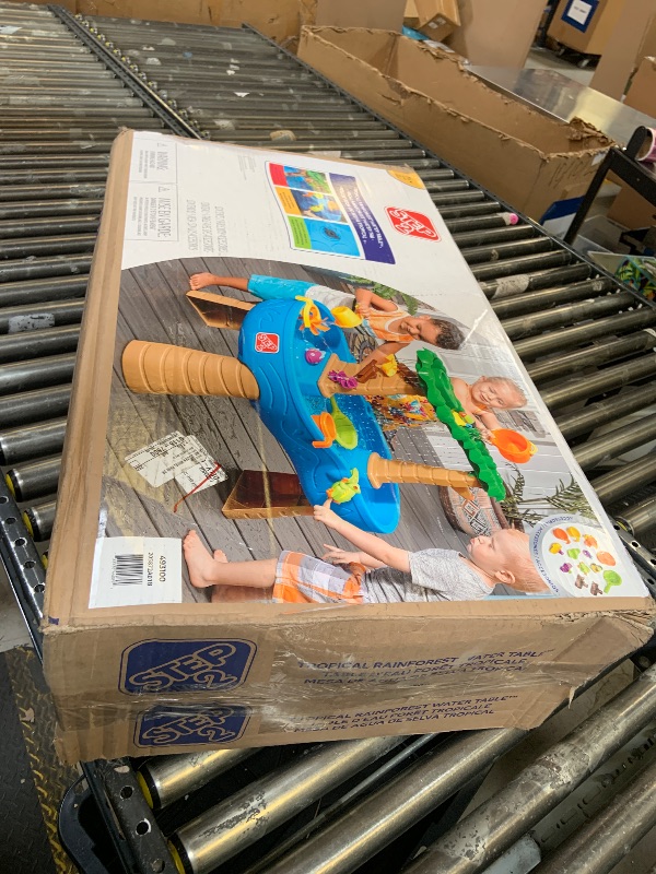 Photo 1 of **USED, INCOMPLETE** Step2 Rain Showers Splash Pond Water Table, Kids Water and Sand Activity Sensory Playset, Summer Outdoor Toys, 13 Piece Water Toy Accessories, For Toddlers 1.5+ Years Old, Blue & Green