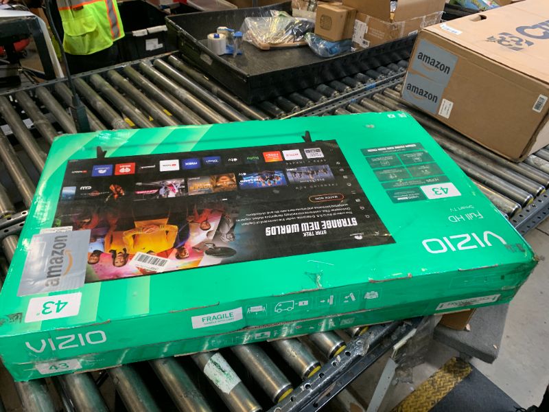 Photo 1 of **MAJOR DAMAGE, SOLD FOR PARTS** VIZIO 43 Inch FHD Smart TV Full Array LED, HDR10, Bluetooth Compatible, Works with AirPlay 2 and Chromecast Built-in, DTS Virtual X and HDMI VRR (VFD43M-0804) (Renewed)