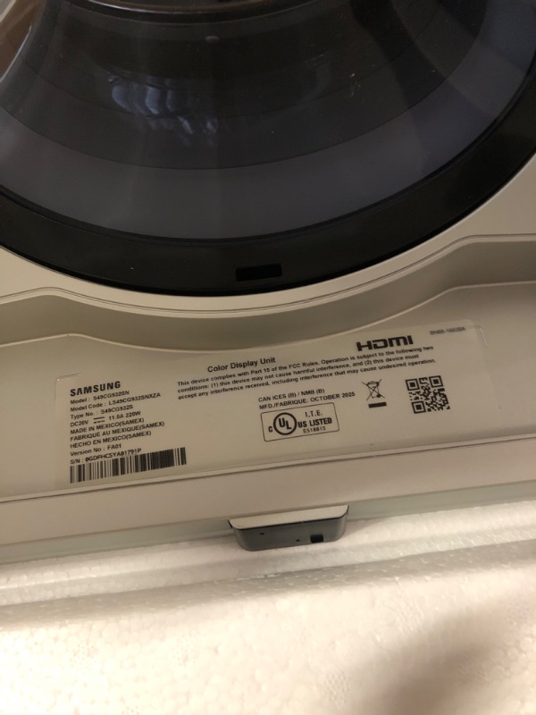 Photo 1 of Samsung 49" Odyssey G93SC Series Curved Gaming Monitor, QD-OLED, 240Hz, 0.03ms, DQHD, G-Sync Compatible, FreeSync Premium Pro, Adjustable Stand