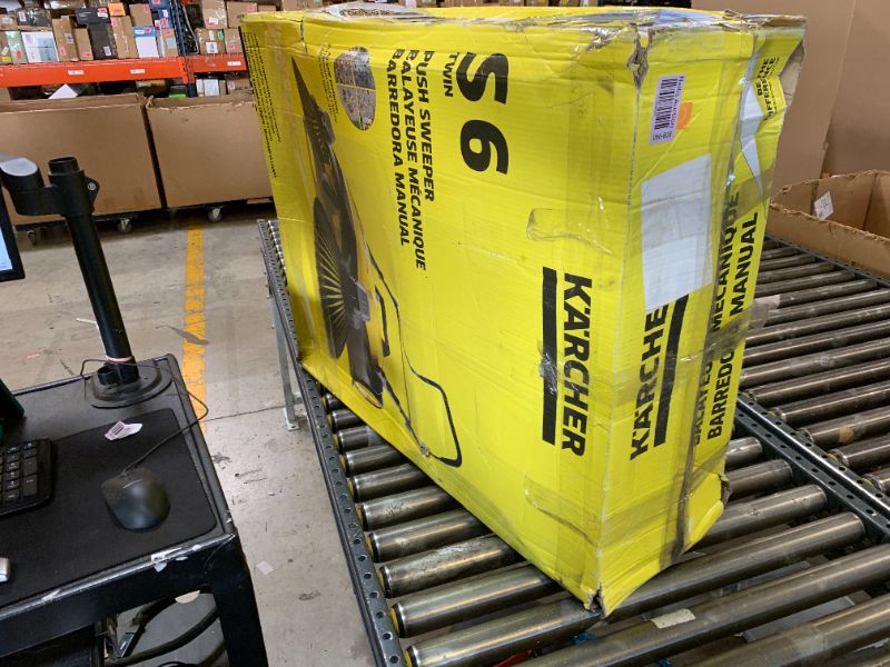 Photo 1 of Kärcher Walk-Behind Outdoor Push Sweeper S 6 Twin for Workshops, Warehouses or Garages - 6X Faster Than a Push Broom, 10 Gallon Capacity, 33.9" Sweeping Width