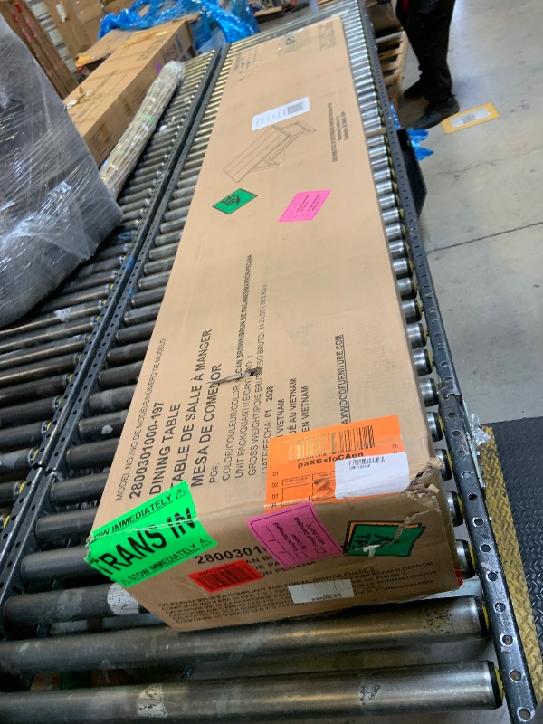 Photo 1 of Plank+Beam 72 Inch Farmhouse Dining Table, Solid Wood Rustic Kitchen Table, Large Wooden Rectangular Dinner Table for Dining Room, Home Office, Living Room Furniture, Easy Assembly, Pecan Wirebrush