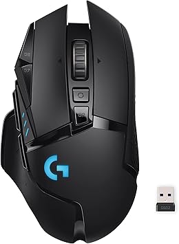 Photo 1 of Logitech G502 Lightspeed Wireless Gaming Mouse with Hero 25K Sensor, PowerPlay Compatible, Tunable Weights and Lightsync RGB - Black

