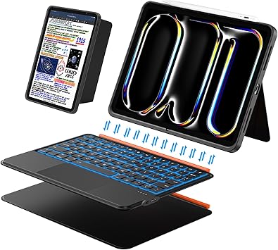 Photo 1 of iPad Pro 11 inch Case with Keyboard (M5 M4 2025 2024),Magnetic Detachable Magic Keyboard, Multi-Touch Trackpad,7-Color Backlit, Landscape/Portrait,160° Adjustable Stand for iPad Pro 11 5th Gen (Black)
