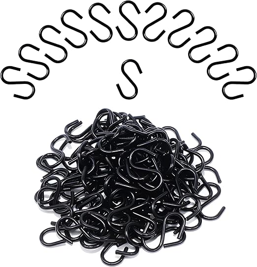 Photo 1 of 100 Pcs 1 Inch Mini S Hooks, Small Black Steel Hooks for Christmas Ornaments, Jewelry Display, Plant Hangers - Home, Kitchen Organization & DIY Crafts
