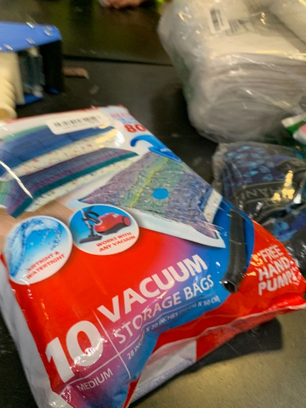 Photo 1 of 10 Pack Medium Vacuum Storage Bags for Comforters, Blankets & Clothes – Vacuum Sealed Compression Bags with Hand Pump – Space Saver Storage Bags for Bedding, Moving, Travel & Organization