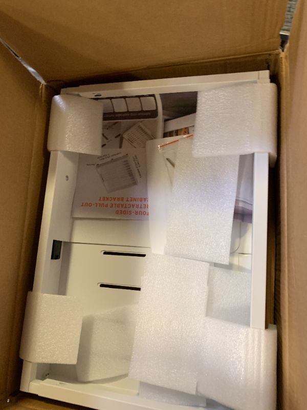 Photo 1 of BUFOR 2 Pack Pull out Cabinet Organizer, Width (12"-19") Depth (17"-23"), with 3 Rails Adjustable Slide, Expandable Pullout Drawers for Cabinets, No Drill Adhesive Kitchen Drawers for Pantry Shelves