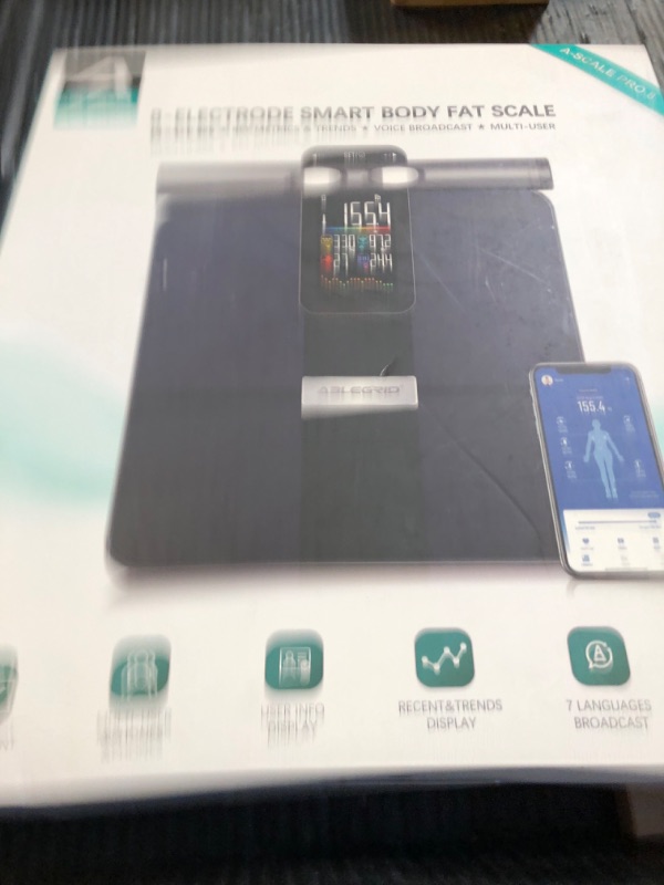 Photo 1 of ABLEGRID 8-Electrode Digital Smart Bathroom Scale for Body Weight and Fat Percentage,Full Body Composition Analyzer with Gradient Trends Display,12.2" Platform Handle BMI Weighing Machine,400lb