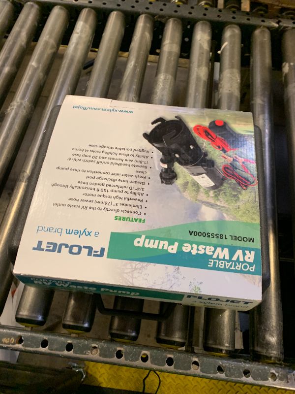 Photo 1 of Flojet Macerator Pump 18555-000A - 12V DC Waste Pump for Camper/RV - Empties 40-Gal Tank in 5 Mins - 9 GPM Output - 3/4" Garden Hose Connection - Stainless Steel Grinder, Self-Priming, Remote Switch