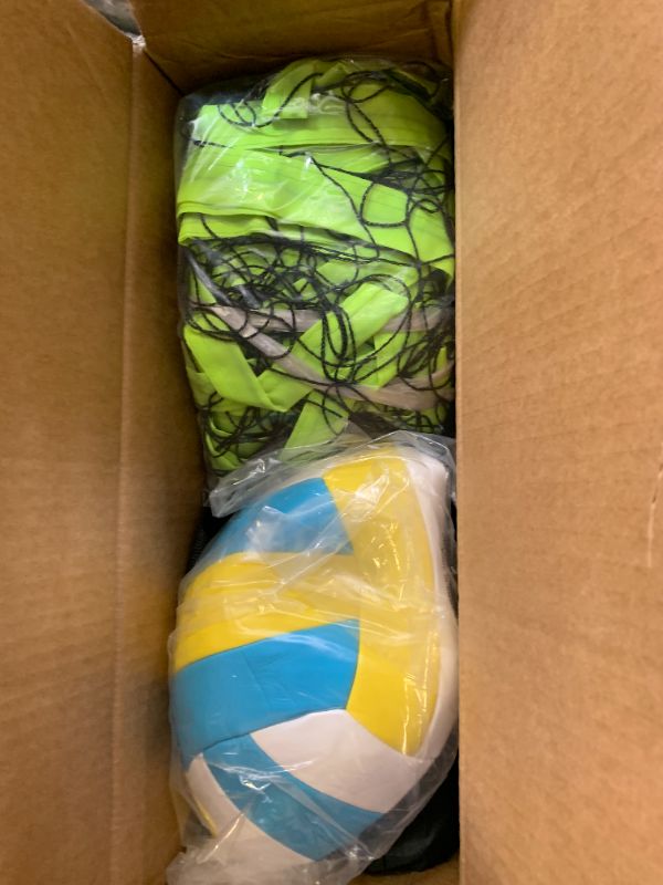 Photo 1 of Portable Outdoor Volleyball Net Set for Backyard Beach with Adjustable Poles, Soft PU Volleyball & Pump, Carry Bag and Durable Anti-Sagging Net (Black and Green, 20ft)