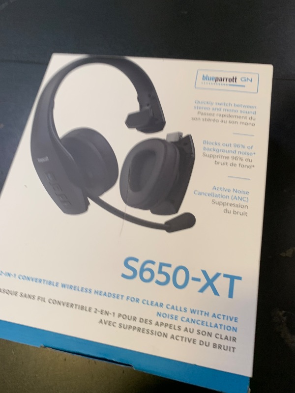 Photo 1 of BlueParrott S650-XT Bluetooth Wireless Headphones 96% Noise Canceling Over Head Trucker Headset with Mic, 2-in-1 Convertible Stereo to Mono with ANC, IP54-Rated Protection, 36 hrs. Talk Time, Black