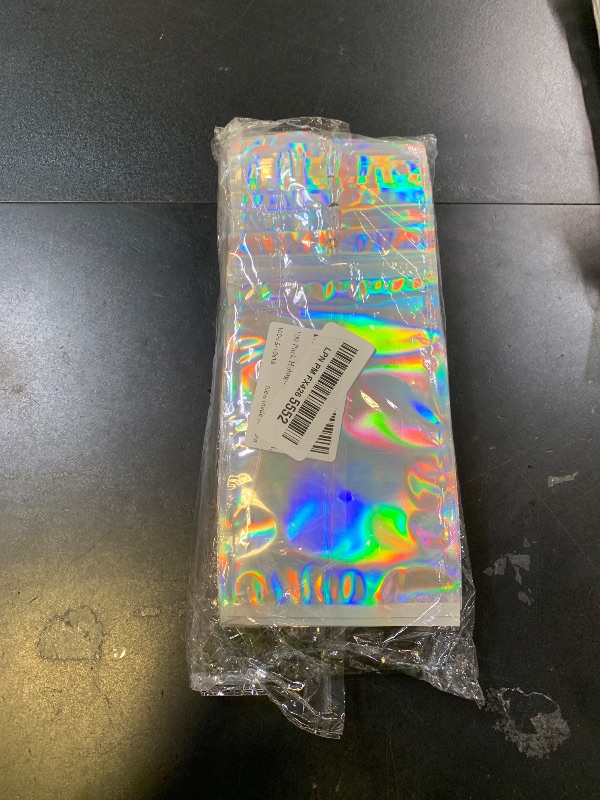 Photo 1 of 100 Pack Holographic Resealable Plastic Bags for Food Storage, Zipper Bags with Clear Front Window, Packaging Pouch for Small Business (100 Pack, 4x7.2 inch)