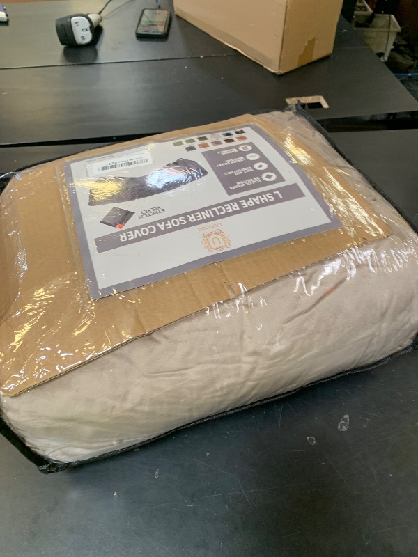 Photo 1 of ULTICOR 7-Piece L Shape Sectional Recliner Sofa Covers, Velvet Stretch Reclining Couch Covers, Thick, Soft, Washable (Taupe, 5 Seat Recliner Cover)