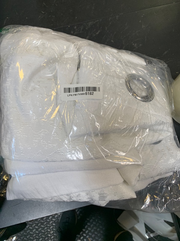 Photo 1 of Mrs.Naturall Off White Damask Moroccan Pattern 3D Jacquard Embossed Embroidered Curtains 96 Inch Length for Living Room Bedroom 2 Panels Set,Ivory