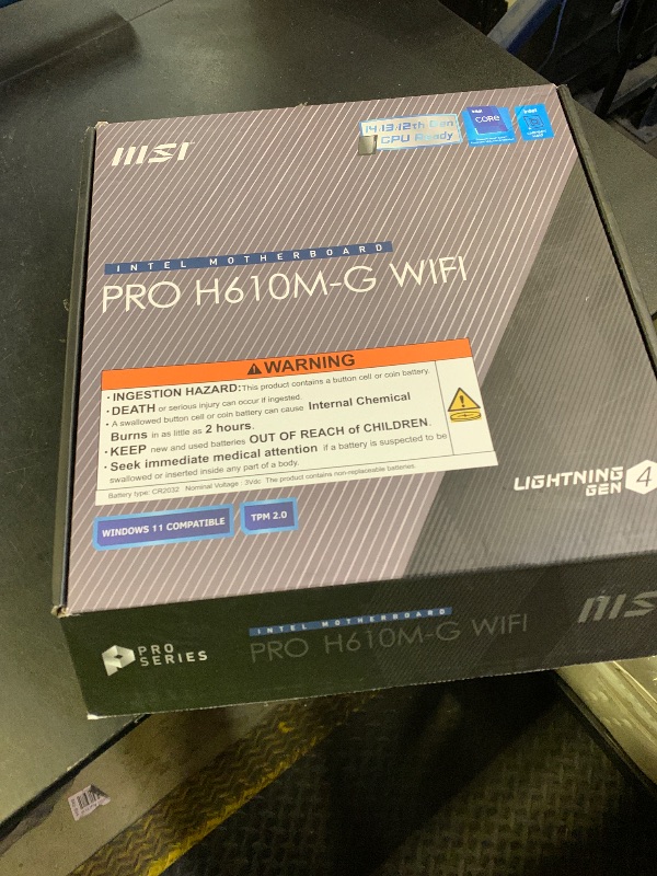 Photo 1 of MSI PRO H610M-G WiFi Motherboard, Micro-ATX - Supports Intel Core 14th, 13th and 12th Gen Processors, LGA 1700 - DDR5 Memory Boost 5600MHz/MAX, PCIe 4.0 x16 Slot, M.2 Gen3, Wi-Fi 6E, BT 5.3