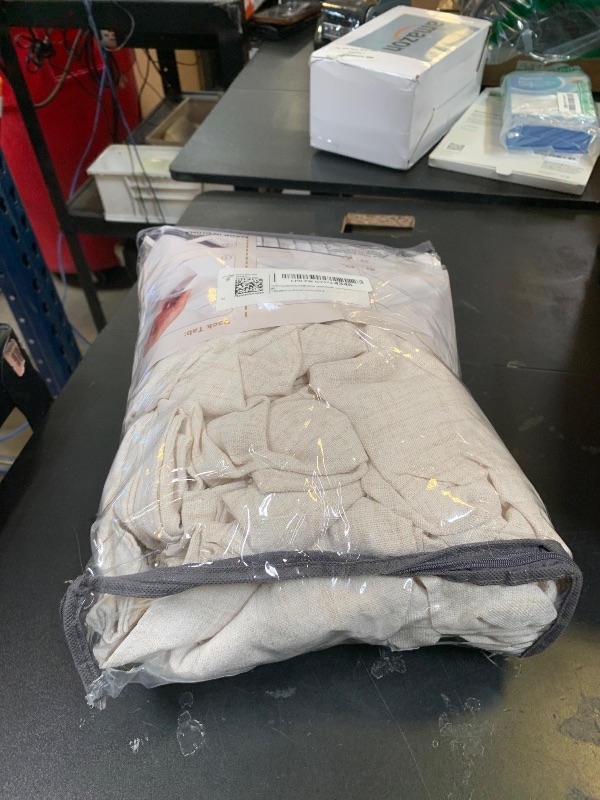 Photo 1 of PleatedDrapes Semi Sheer Curtains 90 Inches Long for Bedroom Light Filtering Beige Birch Textured Linen Blend Pleat Curtains 7-1/2 ft Length Hooks Rings&Back Tab for Sliding Glass Doors 2 Panels Set