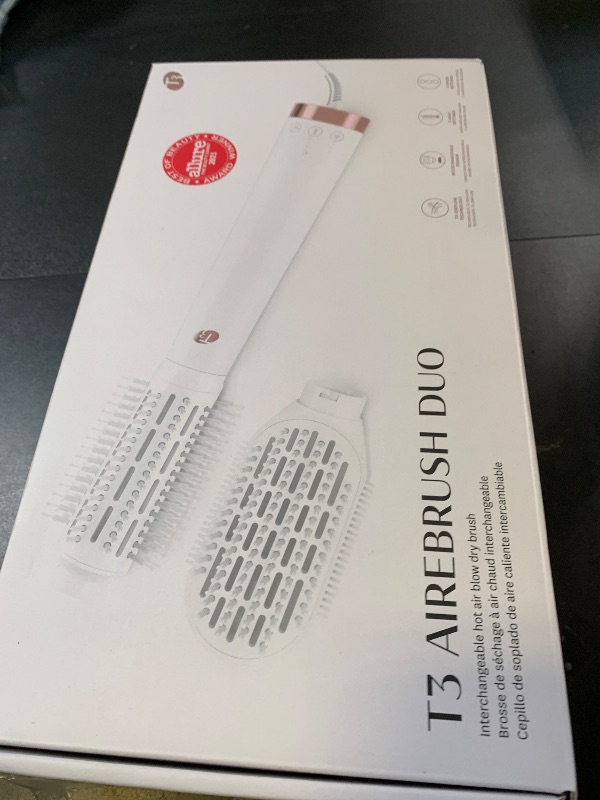 View 2 of "T3 AireBrush Duo Interchangeable Hot Air Blow Dry Brush with Two Attachments Includes 15 Heat and Speed Combinations, T3 IonFlow Technology, Volume Booster Switch, Lock-in Cool Shot"