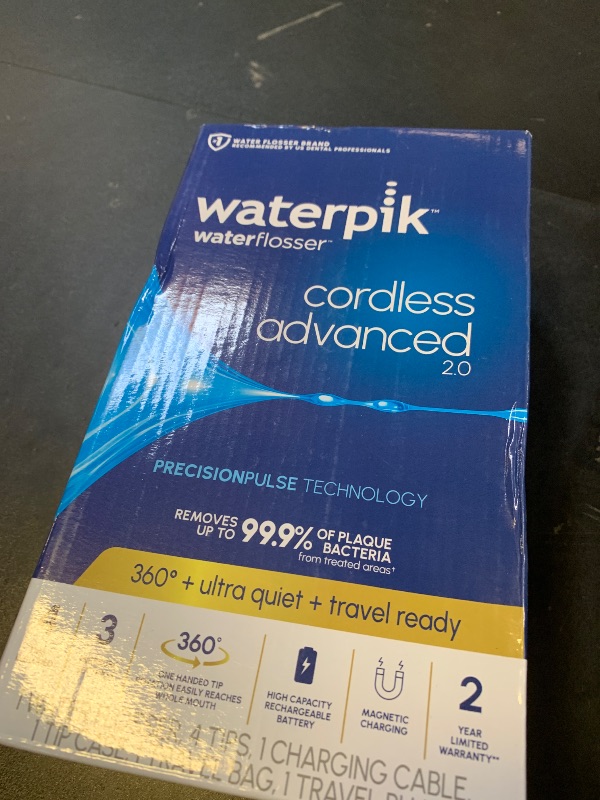 Photo 1 of Waterpik Cordless Advanced 2.0 Water Flosser For Teeth, Gums, Braces, Dental Care With Travel Bag and 4 Tips, ADA Accepted, Rechargeable, Portable, and Waterproof, Black WP-582, Packaging May Vary
