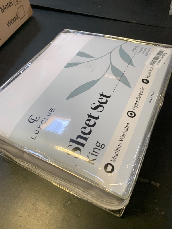 Photo 1 of LuxClub 4 PC King Size Sheet Set Bed Sheets Deep Pockets 18" Wrinkle Free Cooling Bed Sheets Machine Washable Hotel Bedding Silky Soft - White King