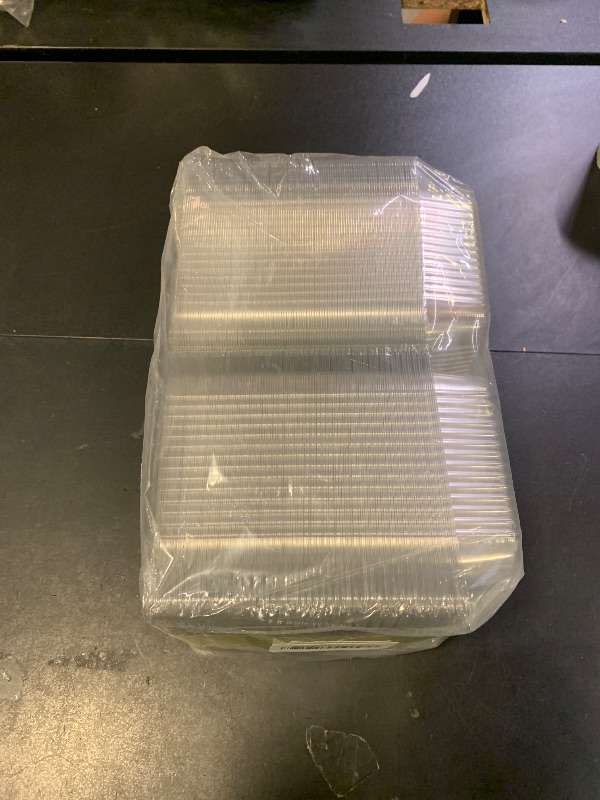 Photo 1 of 100 Pcs Clear Hinged Plastic Containers with Lids,Individual Cake Slice Containers,Square Plastic Food Container,Disposable Clamshell Take Out Containers for Cakes,Cookies,Pasta,Sandwiches,Salad