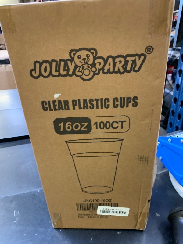 Photo 1 of 100 Pack 16 OZ Clear Plastic Cups, Cold Party Drinking Cups, Clear Disposable Cups Fruit/Ice Cream/Cupcake/Iced Cold Drinks
