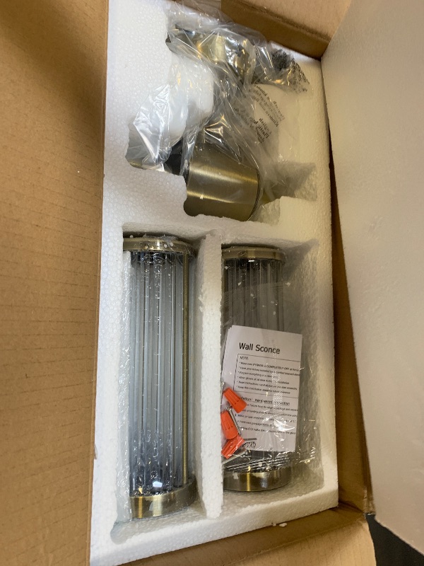 Photo 1 of ECOBRT Modern Vanity Light Fixture, Brushed Bronze Wall Sconce with Glass Rod Shades, 2-Light Bathroom Mirror Lighting for Bronze Bathroom Light Fixture & Makeup Application (Bulbs Not Included)