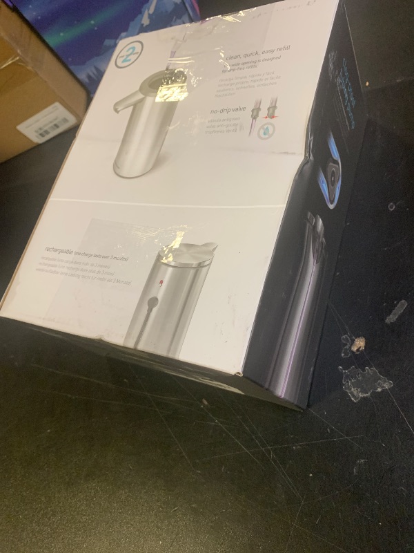Photo 1 of simplehuman 9 oz. Touch-Free Automatic Rechargeable Sensor Pump, Brushed Stainless Steel, New