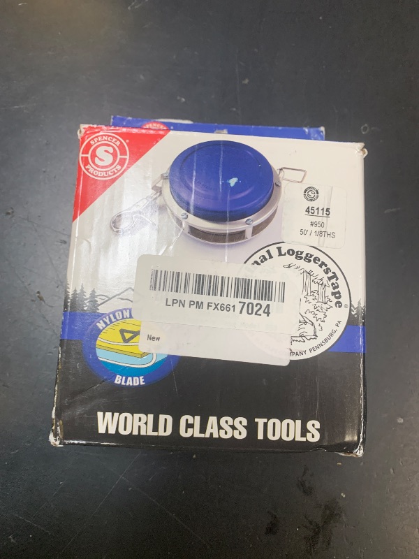 Photo 1 of Spencer Logger’s Tape Model 950 | 50ft Forestry Measuring Tape with Loop End | Nylon-Coated Steel Line | Dual-Sided Feet & Inches with 1/8" Markings | Heavy-Duty Case